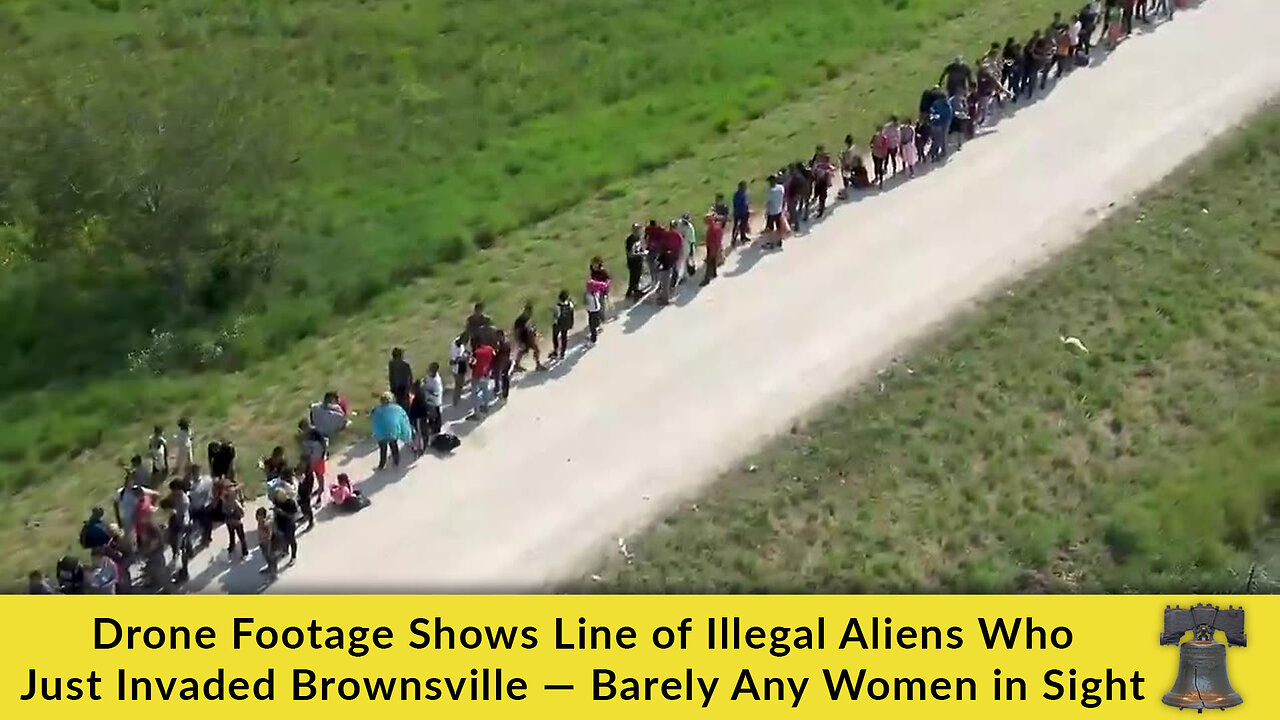 Drone Footage Shows Line of Illegal Aliens Who Just Invaded Brownsville — Barely Any Women in Sight