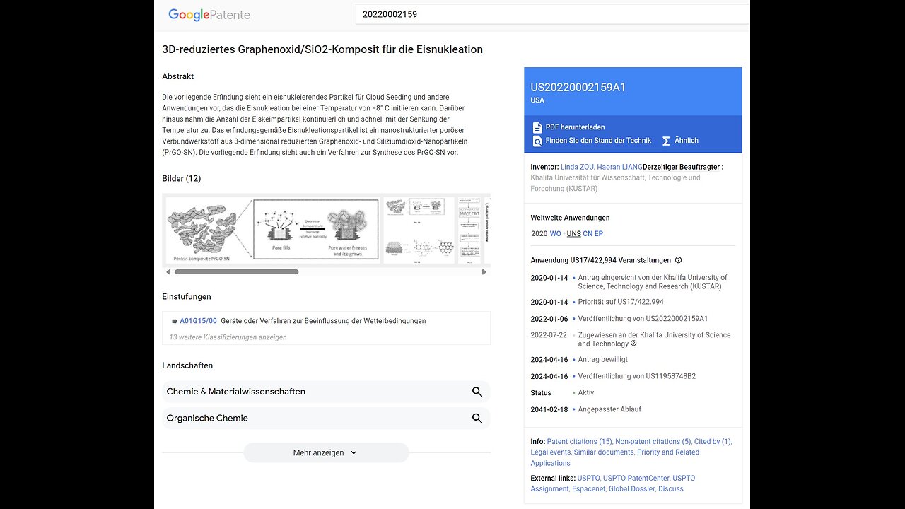 Patent -US 20220002159 A1- für Graphenoxid in Chemtrails