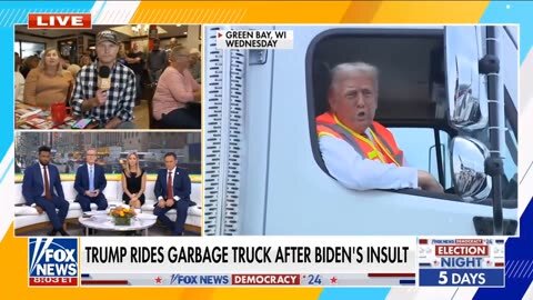 Trump Rides Garbage Truck After Biden's Insult