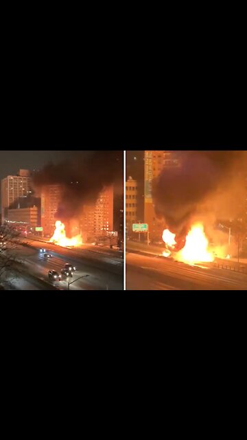 Massive accident, fire and explosion near Rego Park, Queens