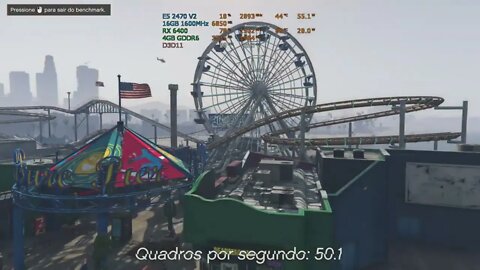 RX 6400 com o E5 2470 V2 LGA 1356 X79A, Benchmark do GTA V em Full HD Ultra Directx10.