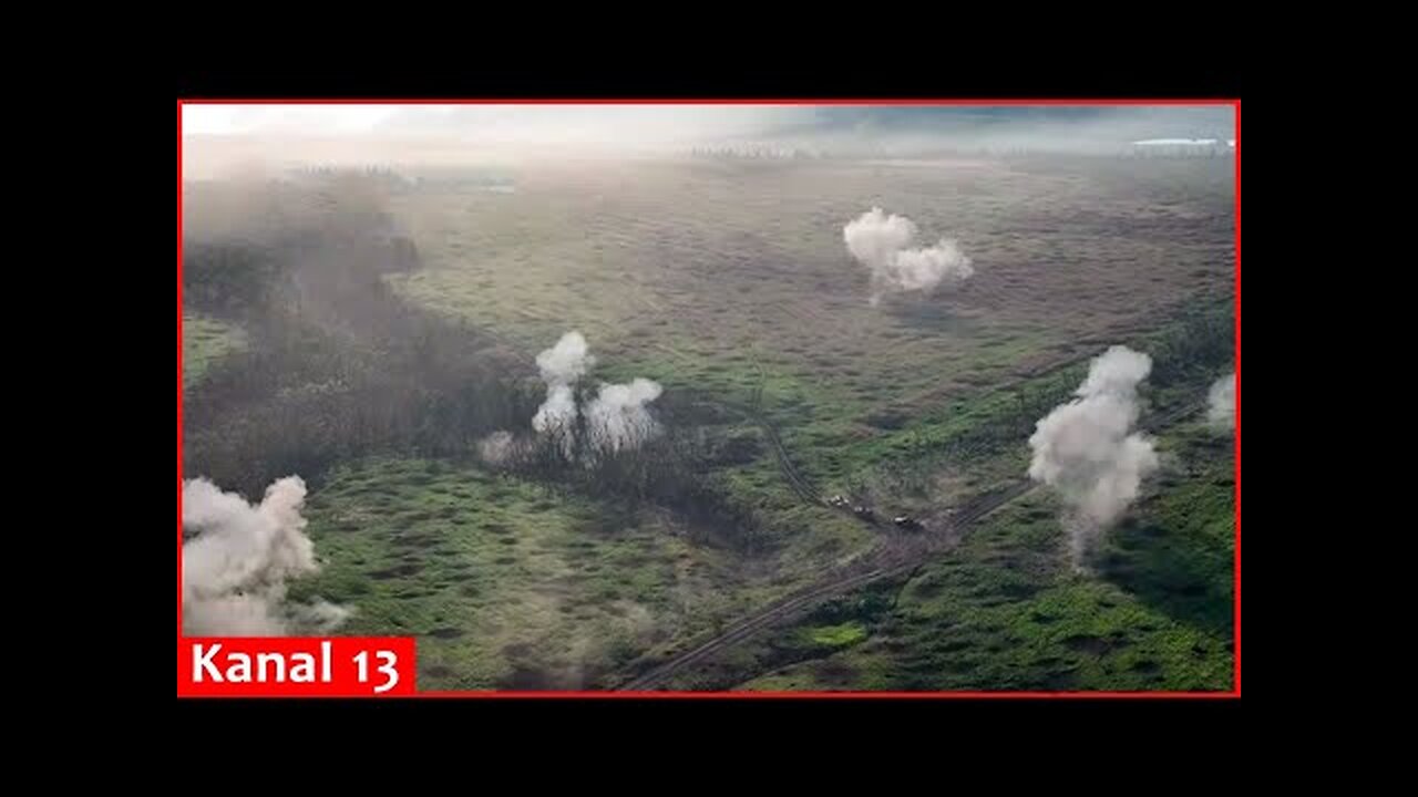 The moment Ukrainian tank crew attacked territory where Russians were located - Aerial footage