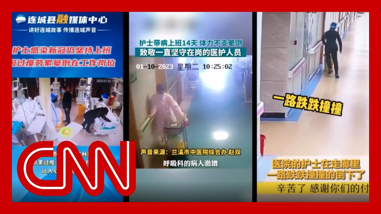 Social media videos show China nurses sick from Covid collapsing on the job