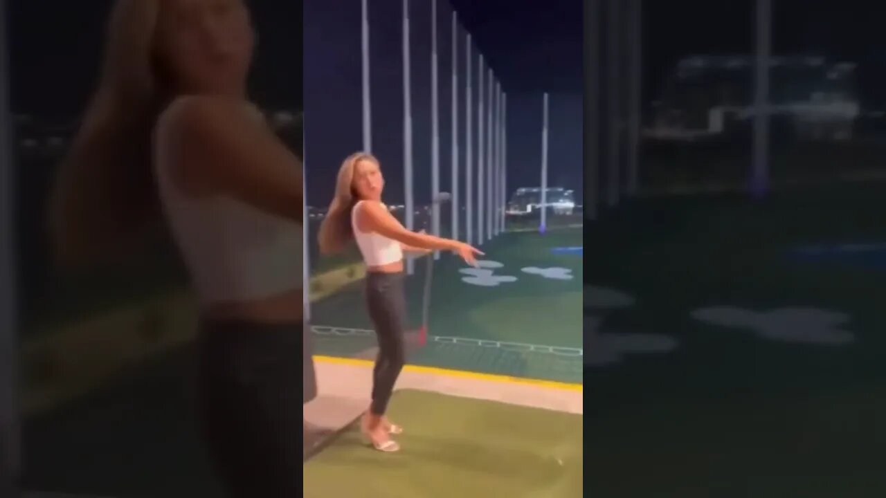 Hot Chinese Girl Makes Golf Look Easy With This Trick Shot