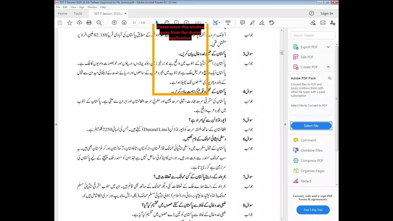 PAK STUDIES CLASS 7 14 APRIL 2021