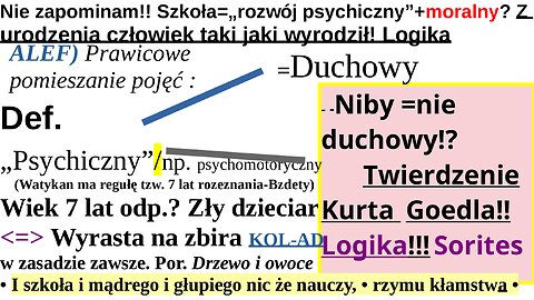 Nie zapominam!! Szkoła=„rozwój psychiczny”+moralny? Z urodzenia człowiek taki jaki wyrodził! Logika