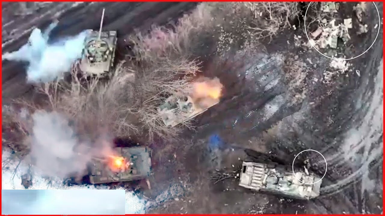The drone targeted Russian tanks that were preparing to attack - the burning tanks tried to retreat