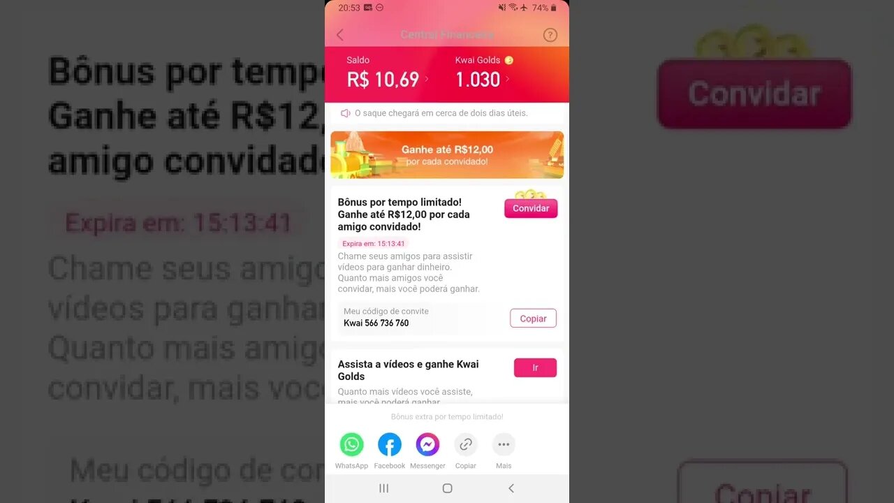 Baixe o kwai e receba o bônus de R$1,00