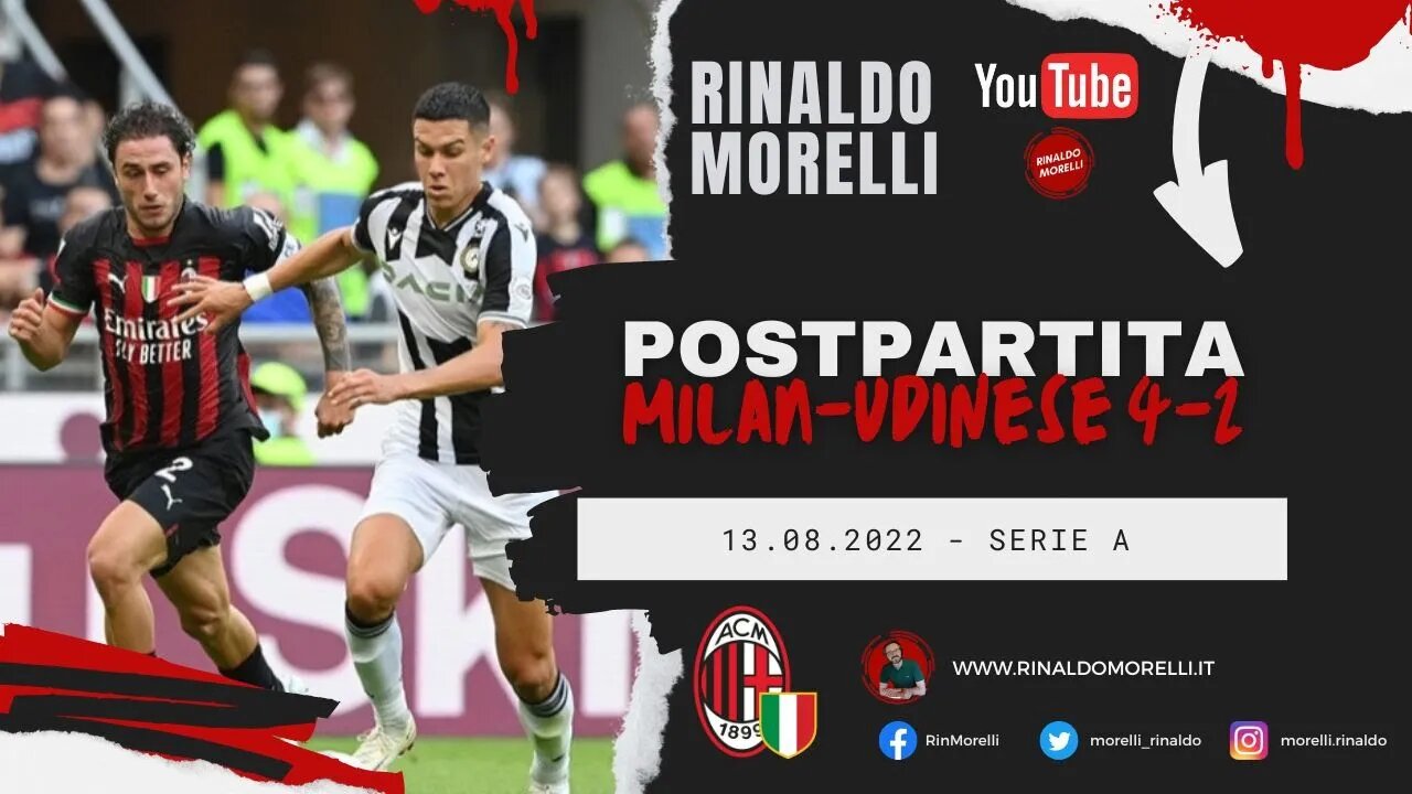 MILAN-UDINESE 4-2, il commento alla partita di Rinaldo Morelli 13.08.2022