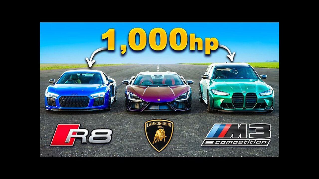 Lamborghini Revuelto v 1000hp M3 Touring v 1000hp R8_ DRAG RACE