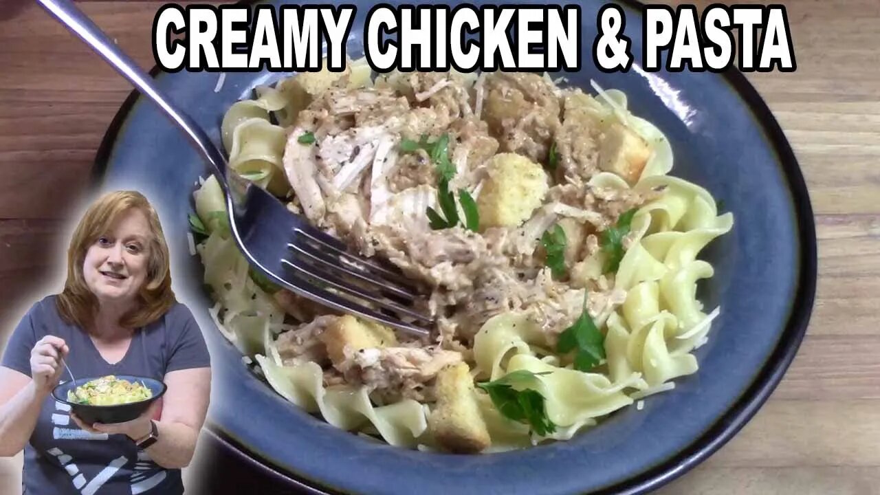 Cheesy CREAMY CAESAR CHICKEN & Pasta CROCKPOT MEAL