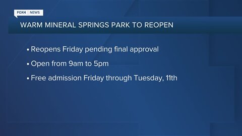 Warm Mineral Springs Park set to reopen Friday