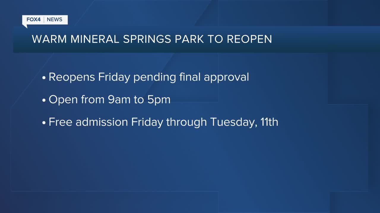 Warm Mineral Springs Park set to reopen Friday