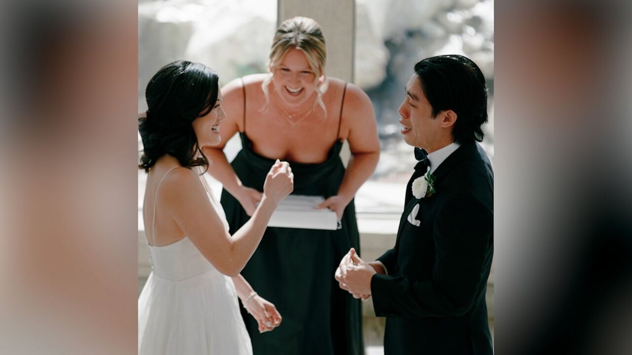 Crying groom has hilariously endearing reaction when offered Q-tip in lieu of tissue