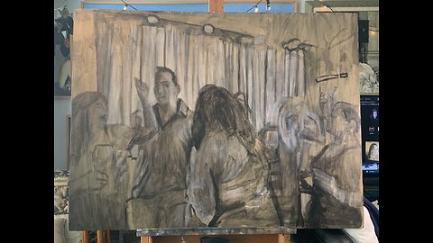 first oil washes on painting of sean's birthday