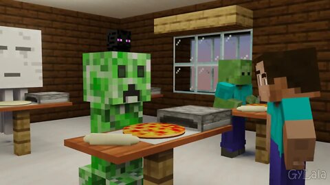 Monster School Making Pizza Minecraft Animation