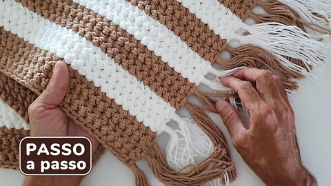 TAPETE MACADÂMIA - Tapete de crochê passo a passo | filet crochet ponto fantasia