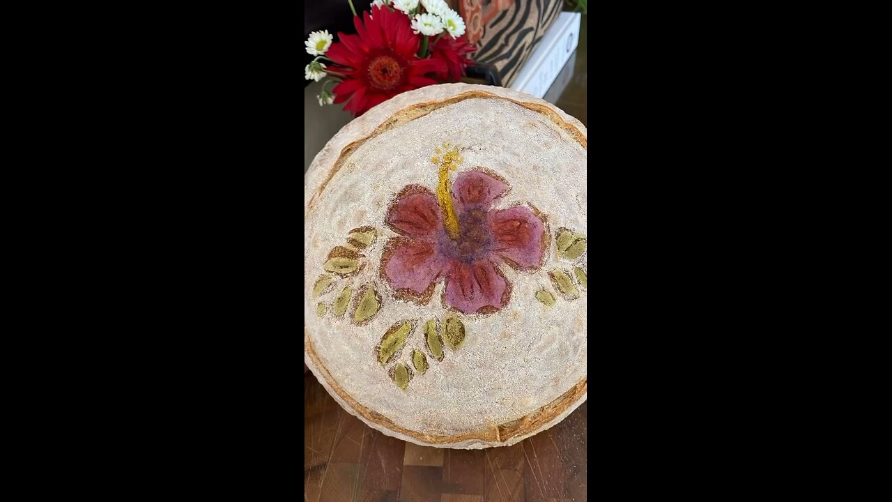 Taking my bread to the tropics with a hibiscus flower!