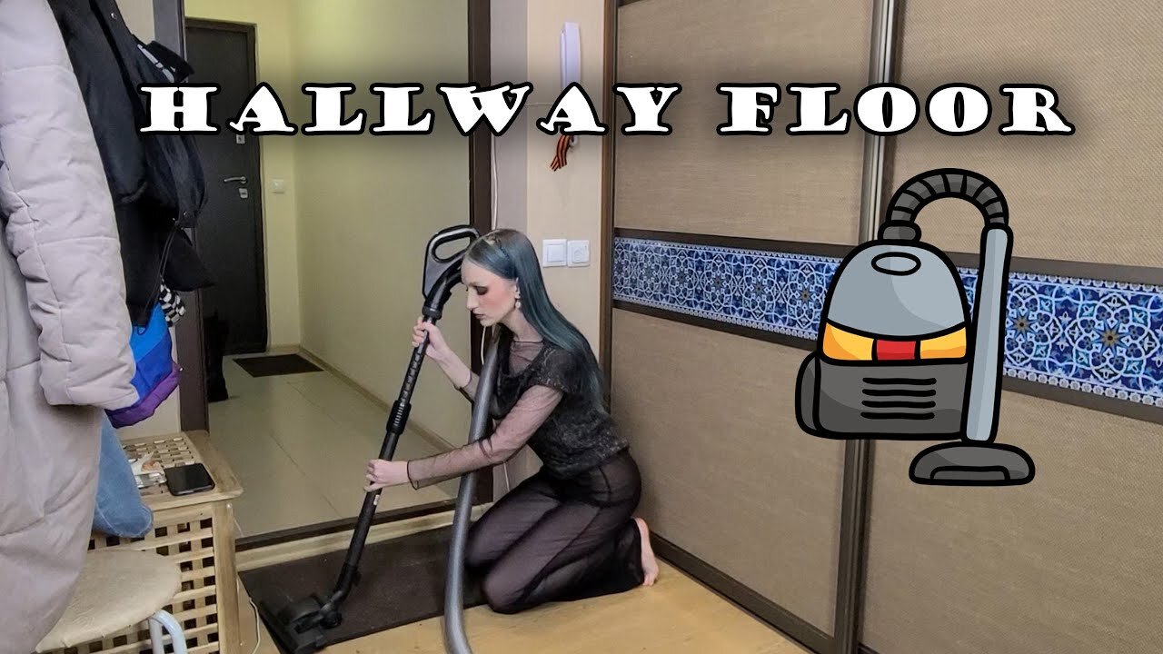 Cleaning hallway floor