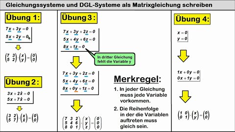 Gleichungssysteme und DGL-Systeme als Matrixgleichung schreiben