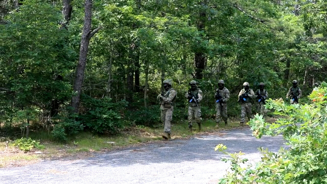 1-182nd Simulates Combat on Joint Base Cape Cod.