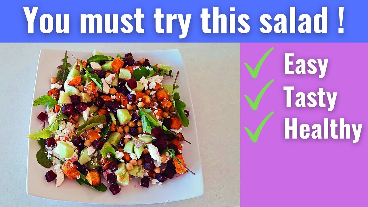 Sweet Potato, Cucumber & Feta Salad, with red wine vinegar dressing + Recipe