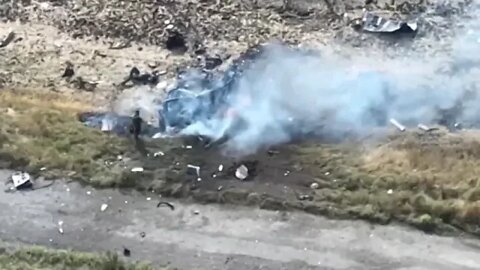Sumy direction From a drone, our aerial reconnaissance group spotted and destroyed an AFU vehicle