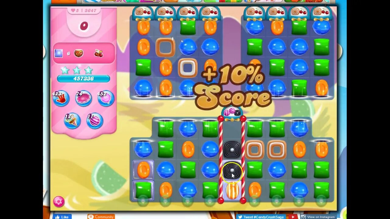 Candy Crush Level 3647 Talkthrough, 19 Moves 0 Boosters