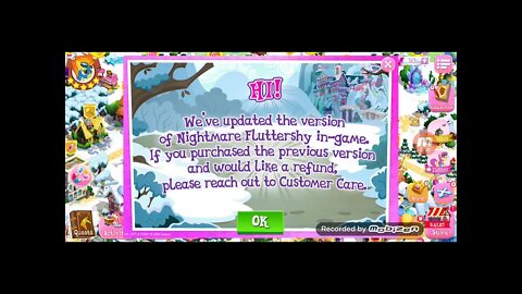 Nightmare Fluttershy model in game has been changed. Refund news MLP Gameloft