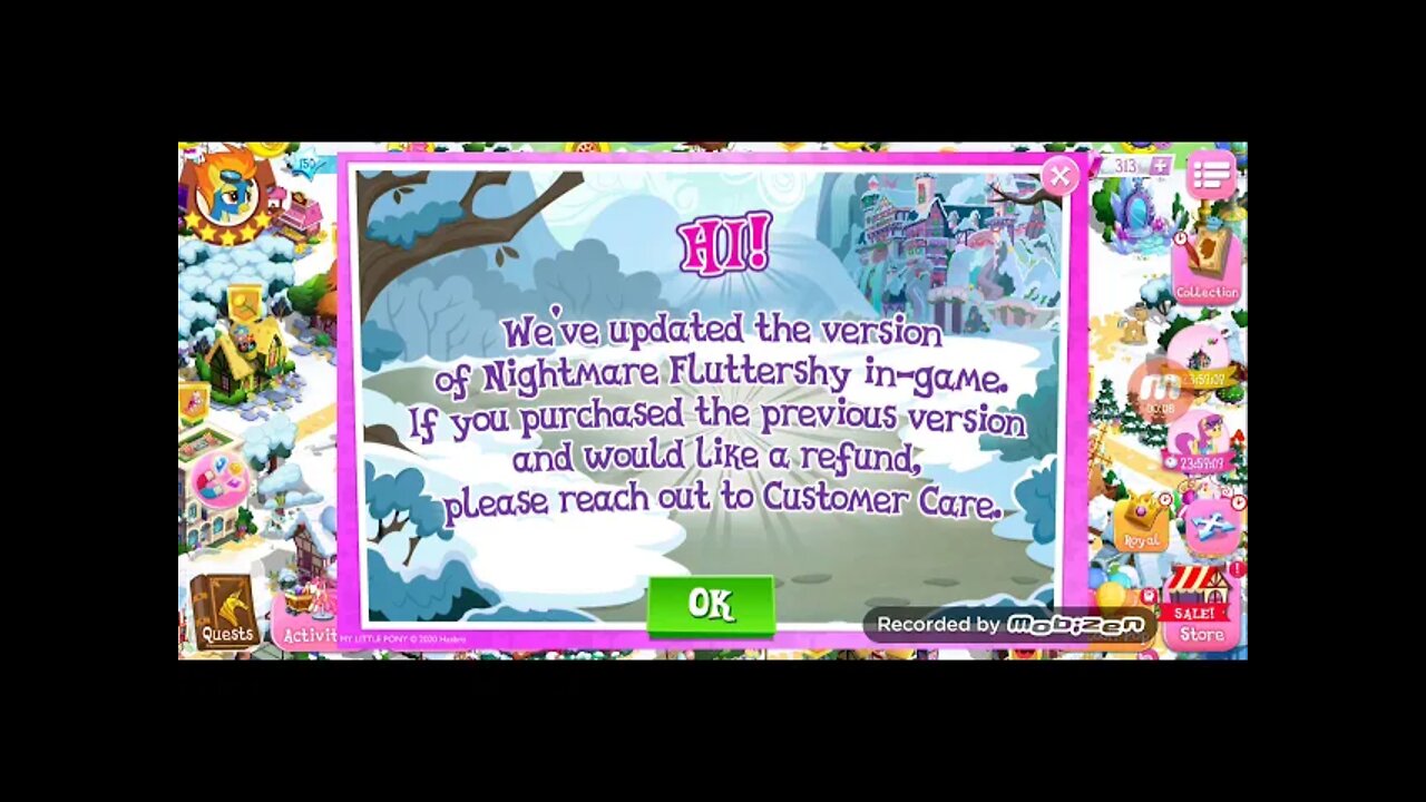 Nightmare Fluttershy model in game has been changed. Refund news MLP Gameloft