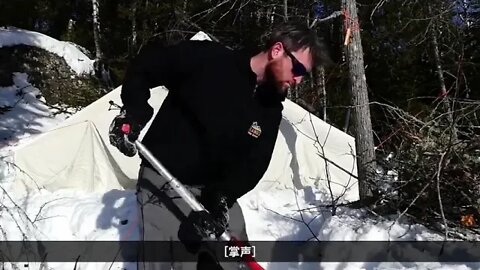 Camping in the wild in the cold winter 8