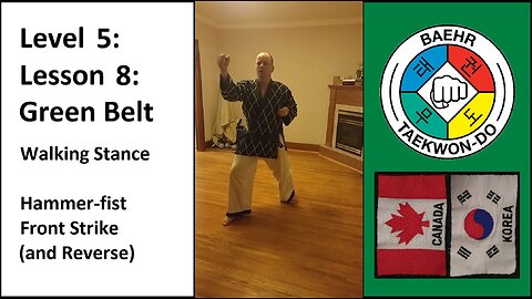 Baehr Taekwondo: 05-08: Green Belt: Walking Stance - Hammer-fist Front Strike