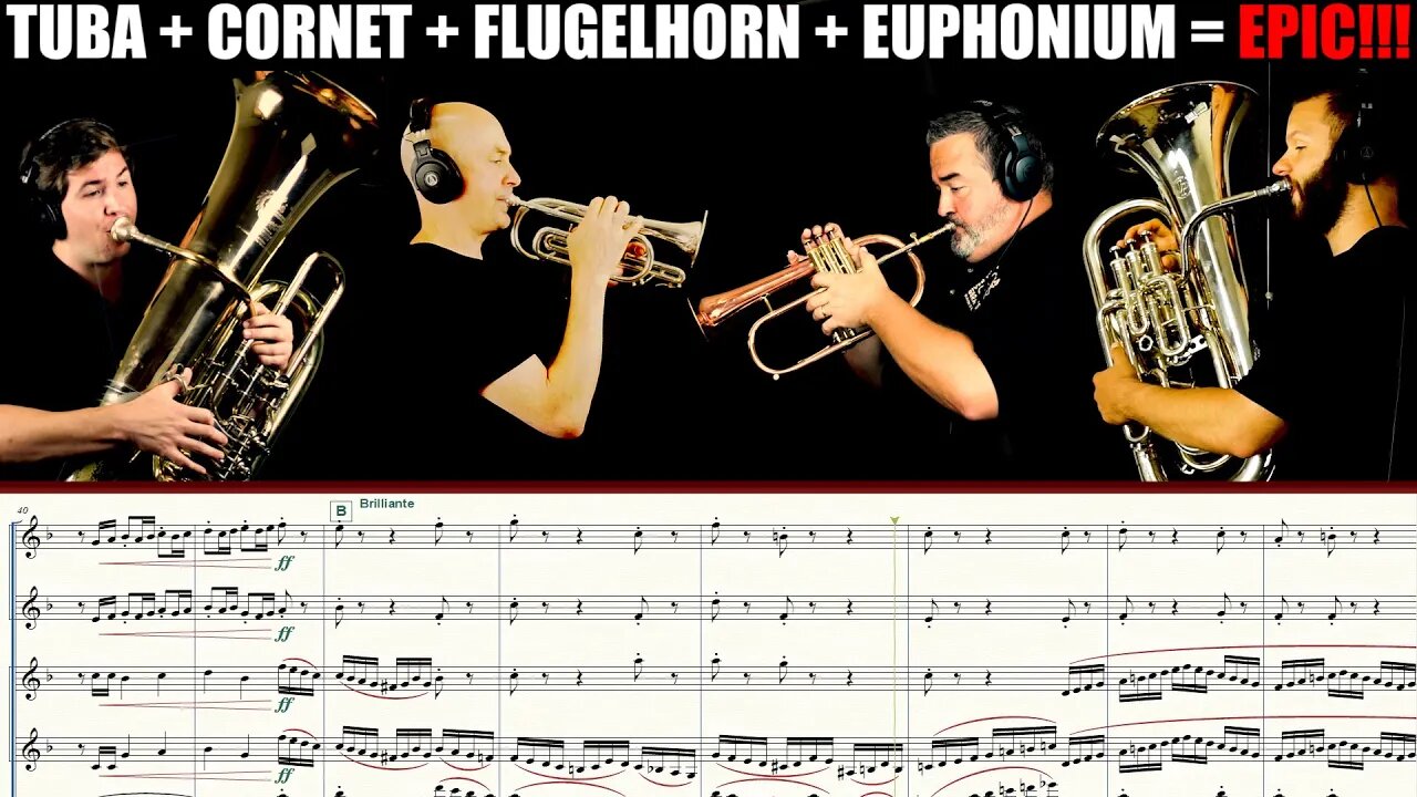 AMAZING CORNET + EUPHONIUM + FLUGELHORN + TUBA VERSION OF HOLST 1st SUITE in Eb!!! Mvt 1 Chaconne