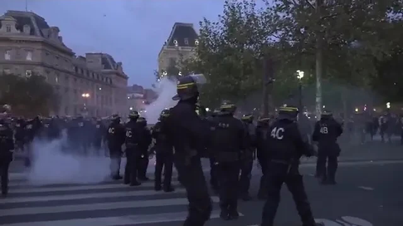 Police in France use water cannons and tear gas to disperse pro-Palestinian demonstrators.
