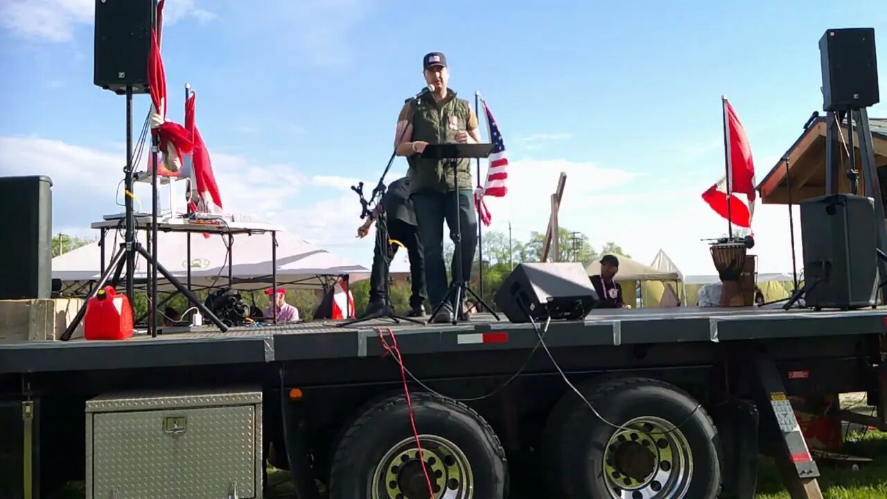 V4F SC Member Andrew speaking in Welland, ON 14 May 2022