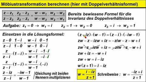 Möbiustransformation ►MT zu 3/3 Punkten berechnen durch Doppelverhältnisformel