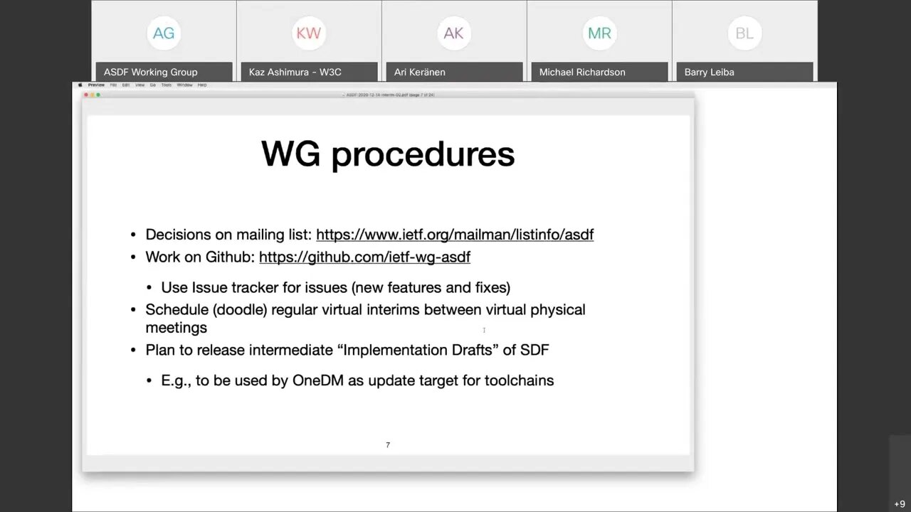ASDF WG Interim Meeting, 2020 12 14