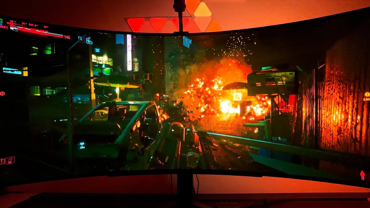 Cyberpunk 2077 looks INCREDIBLE! IMMERSIVE no HUD gameplay on a LG OLED UltraWide Gaming Monitor