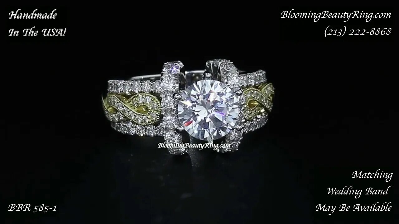 BBR 585-1 Wide Band Unique Diamond Engagement Ring Handmade In The USA