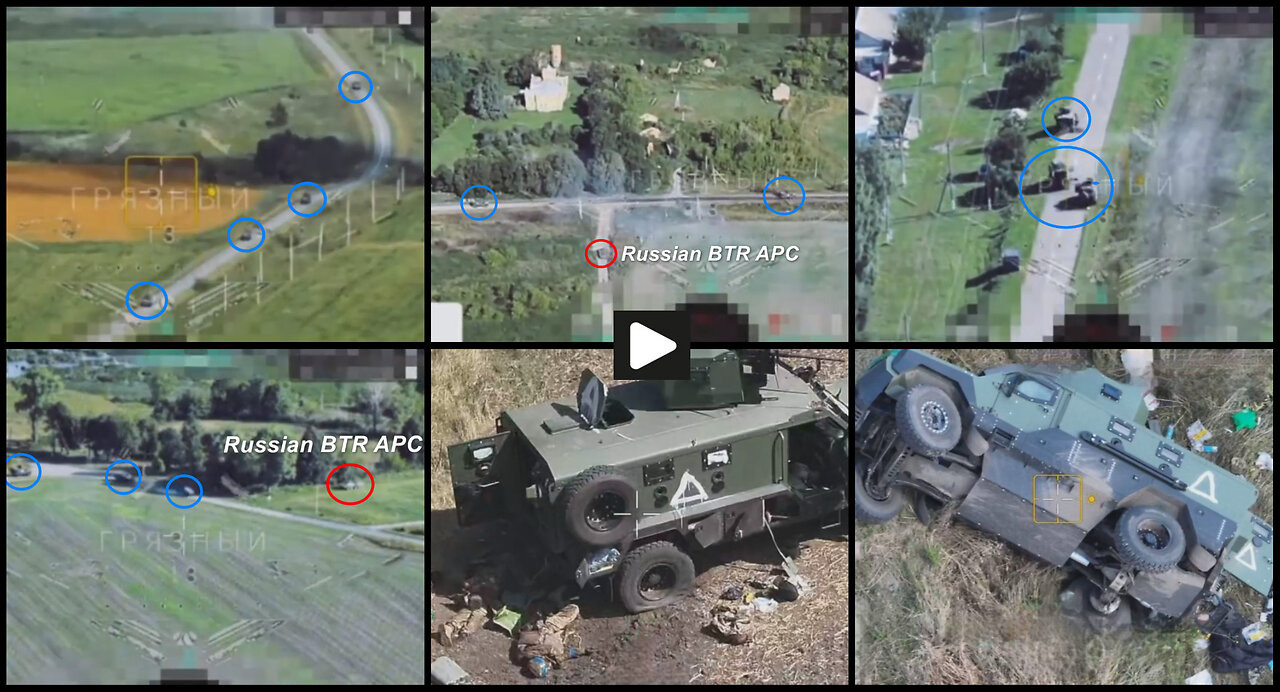 Kursk region: Two Russian BTR-82As against a column of 19 Ukrainian vehicles