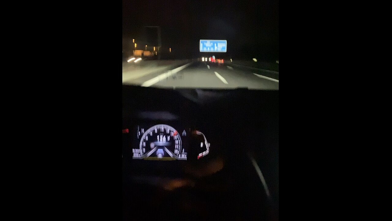 German autobahn drive at night