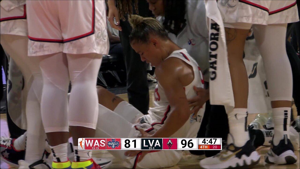 HEARTBREAKING Injury, Natasha Cloud Exits After Awkward Landing | Las Vegas Aces vs Mystics