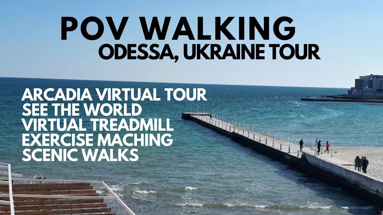 POV WALKING ODESSA, UKRAINE - ARCADIA VIRTUAL WALKING TOUR IN WINTER, EXPLORE THE WORLD, SCENIC UHD