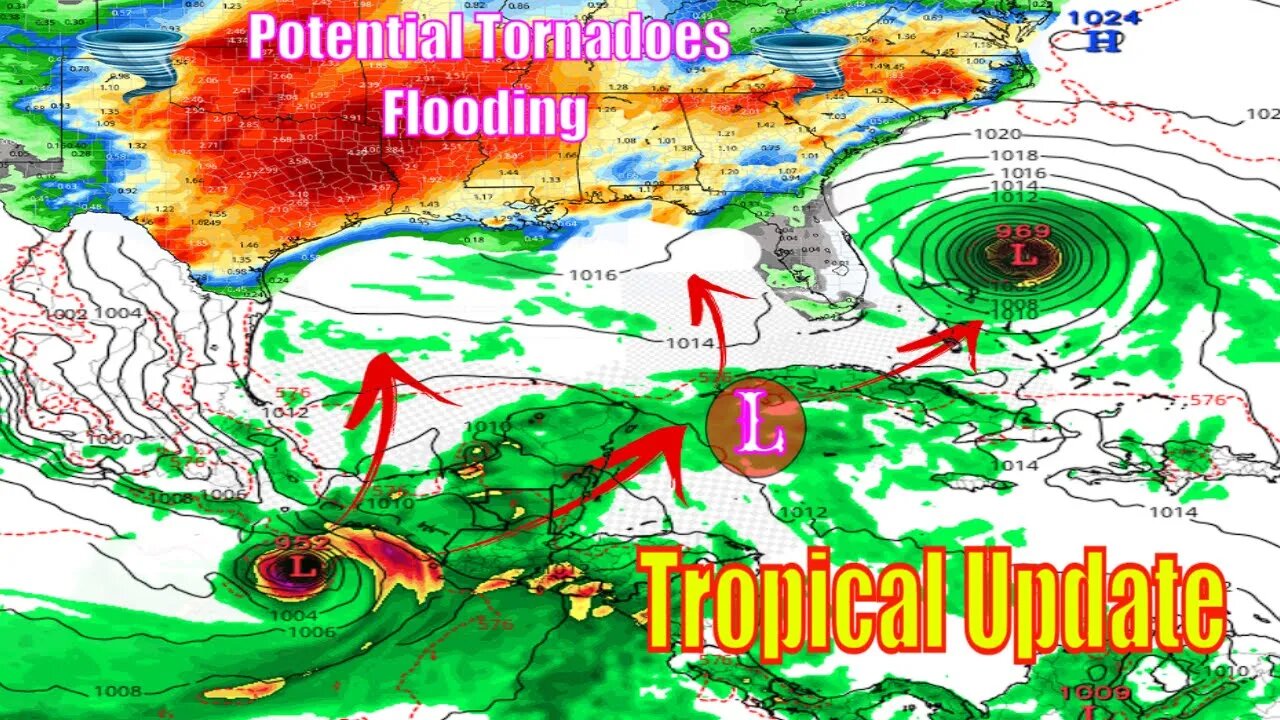 Tropical Update & Severe Weather Today, Potential Tornadoes & Flooding - The WeatherMan Plus