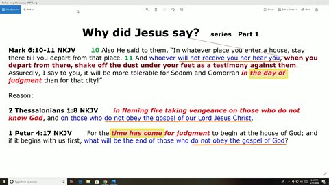 why did Jesus say PART 1