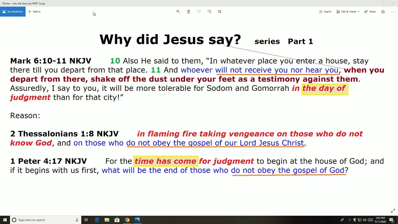why did Jesus say PART 1