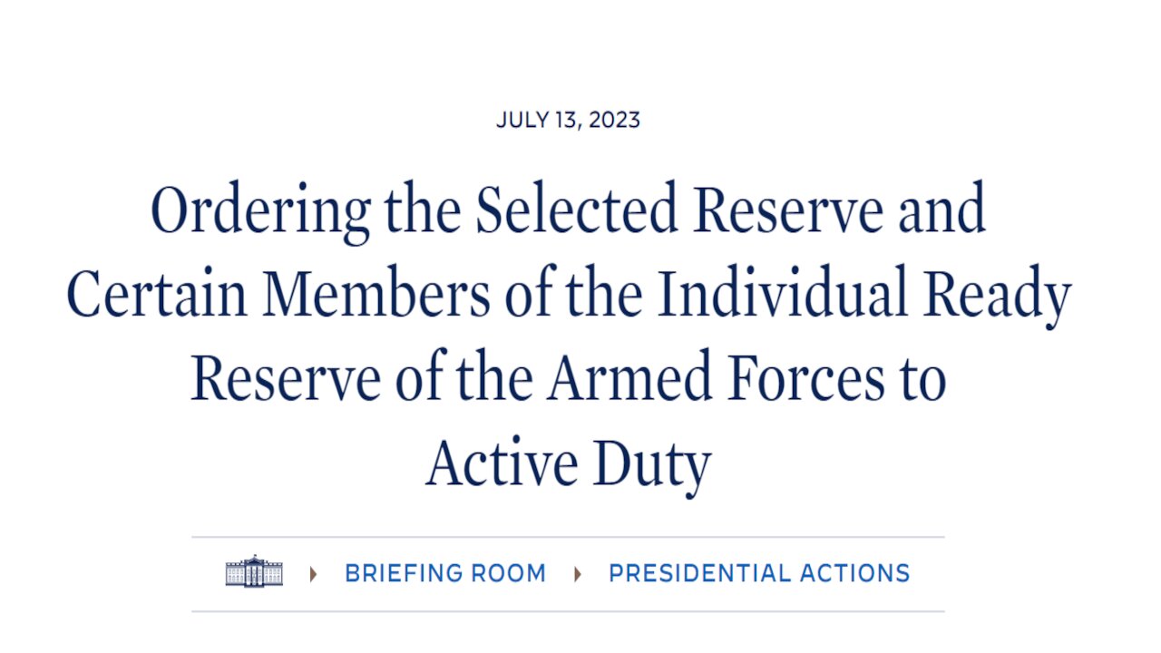 ALERT: White House Ordering Some US Reserve Forces to Active Duty