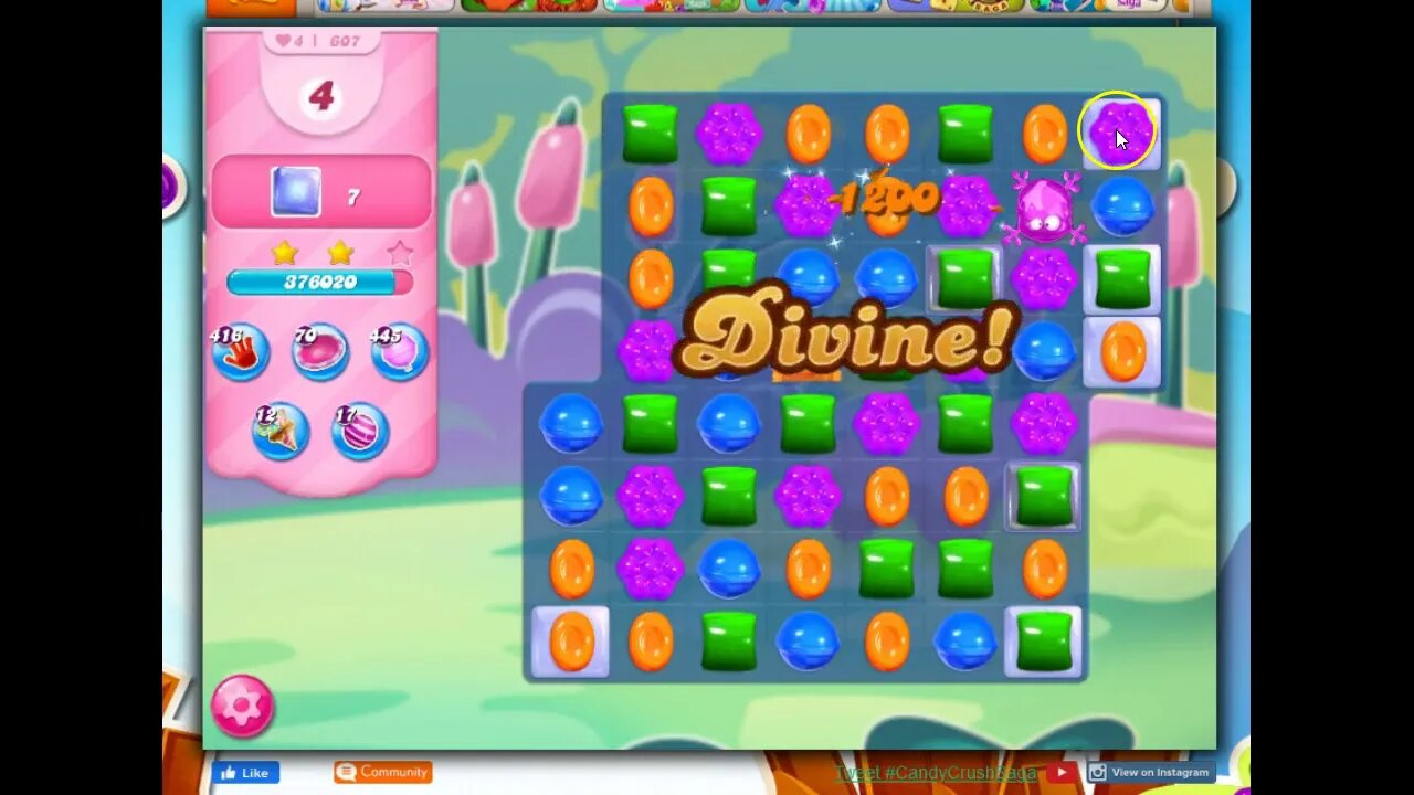 Candy Crush Level 607 Talkthrough, 15 Moves 0 Boosters