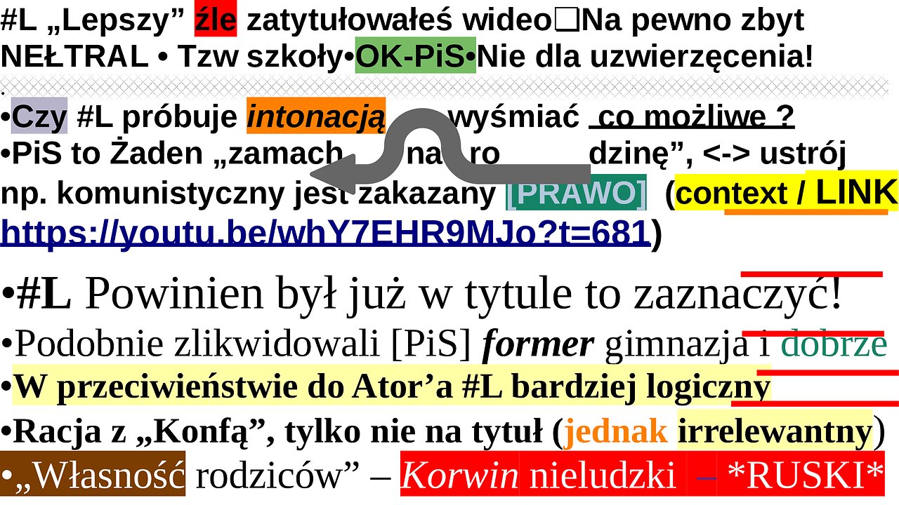 #L „Lepszy” źle zatytułowałeś wideo❏Na pewno zbyt NEŁTRAL • Tzw szkoły•OK-PiS•Nie dla uzwierzęcenia!