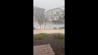 Sideways rain in Queen Creek by Sarah Harshey